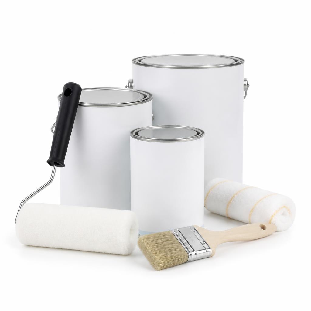Pinturas, brochas y rodillos